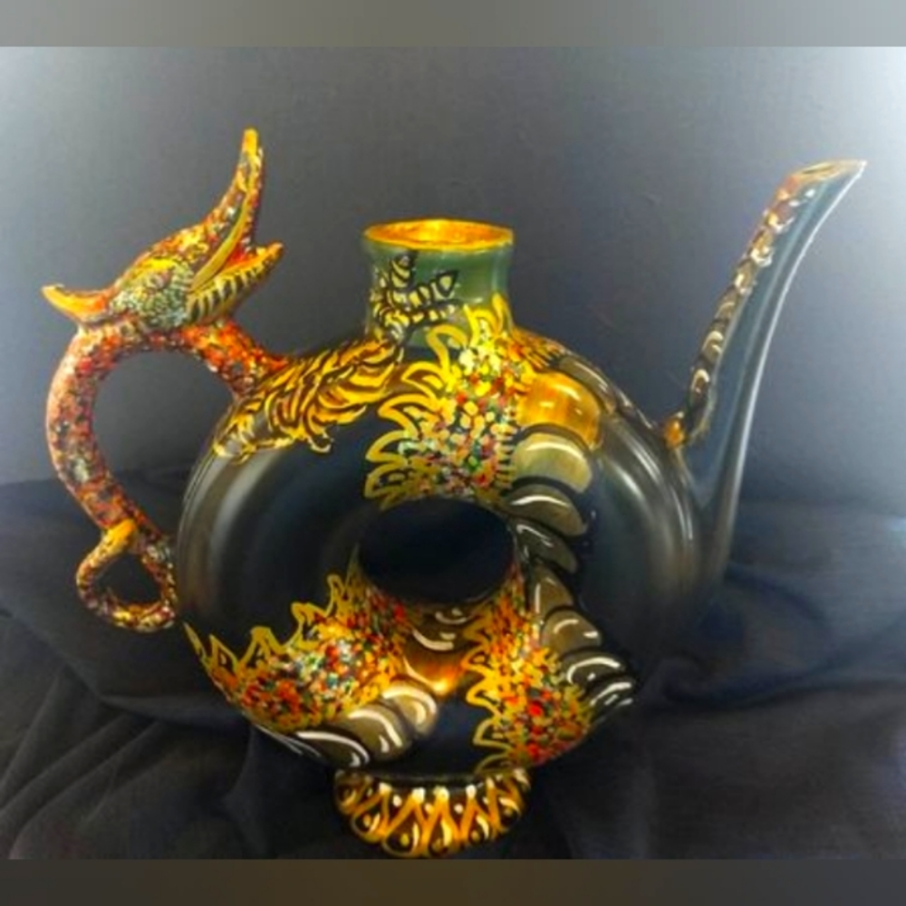 8" Hand Painted Ceramic Bisque "Dragon Flagon"